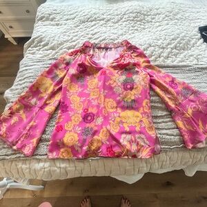Kobi Halperin Pink and Yellow Floral Blouse